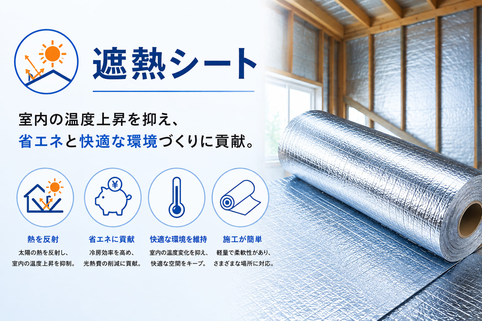 室温を快適に保ち、省エネに貢献する遮熱シート